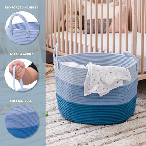 OrganiHaus Round Toy Basket & Blanket Basket, Cotton Rope 20x13" - Image 3