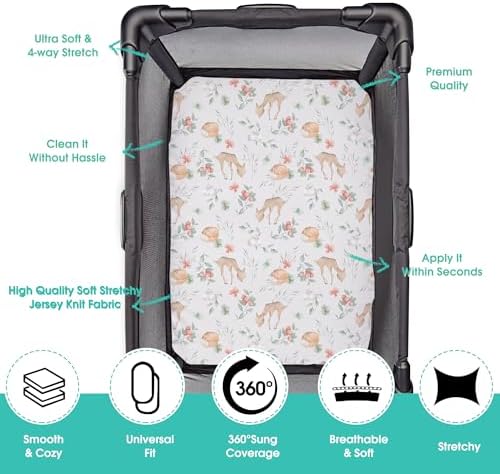 Pack n Play Sheets, BROLEX 2 Pack Mini Crib Sheets, Stretchy Portable Fitted - Image 2