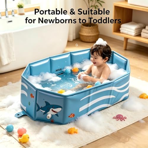 Toddler Bathtub, Collapsible Baby Bathtub, Portable & Foldable - Image 4