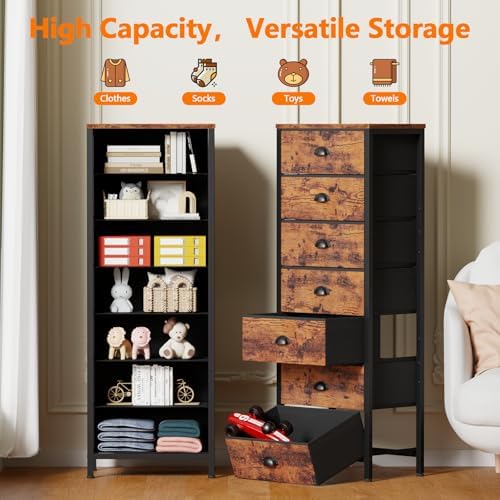 Furnulem Dresser for Bedroom, 7 Drawers Tall Chest of Drawers - Image 4