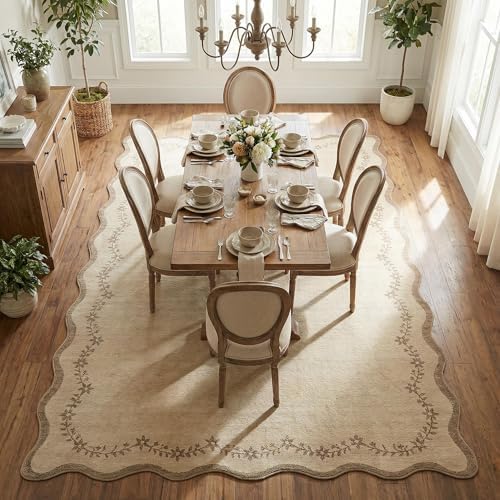 GarveeHome Scalloped Area Rugs 8x10 Large Jute Washable Living Room Rug - Image 3