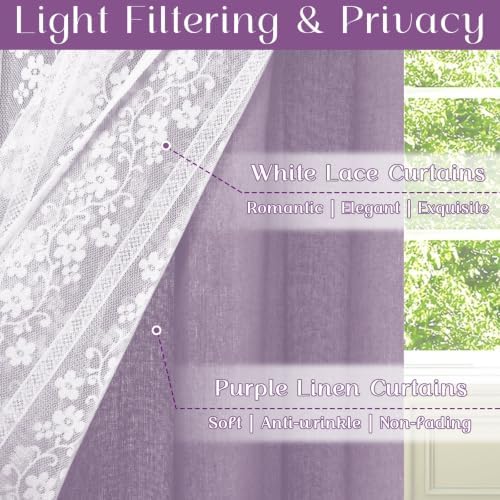 ASPMIZ Linen Valances for Windows Double Layer Valance Curtains - Image 2