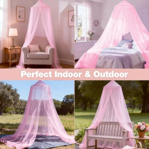 Pink Bed Canopy for Girls Room, Round Canopy from Ceiling - Image 5