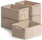 5 Pack Small Woven Storage Baskets by YILOBI