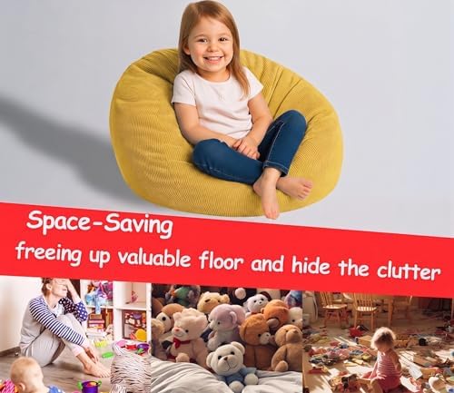 Stuffed Animal Bean Bag Storage Chair Cover Soft Washable Stuffable Removable - Image 4