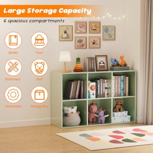 6 Cube Storage Organizer, Kids Cubby Bookshelf, Thickened Panels, Anti-Tip Kit - Image 4