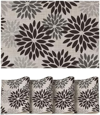 Artoid Mode Floral Vinyl Halloween Placemats Set of 4, Heat Resistant Washable by ArtoidMode