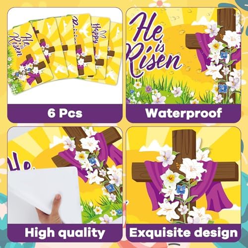 Happy Easter Placemats Set of 6 He is Risen Plastic Table Mat 17×13×0.04in - Image 3