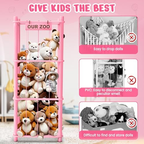 Woodure Stuffed Animal Storage & Organizer, Wooden Cute Zoo Toy Holder - Image 3