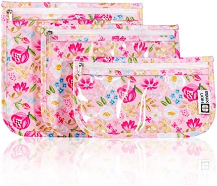 HIONXMGA Set of 3 Clear Travel Toiletry Bag, TSA Approved, Quart Size S/M/L by HIONXMGA
