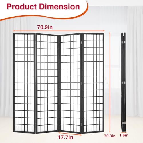 Room Divider, 4 Panel Folding Privacy Divider Portable Room Separating Dividers - Image 7
