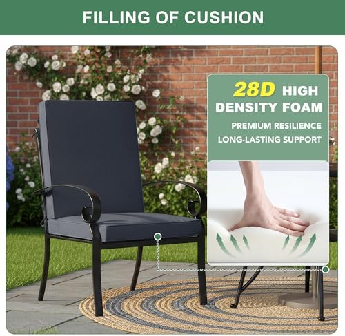 Summsun 2-Pack High Back Outdoor Chair Cushions, 20 x 20 Inch, Dark Grey - Image 7