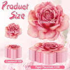 Geosar 200 Pcs Pink Floral Paper Placemats and Coasters Rose Flower Design - Image 4