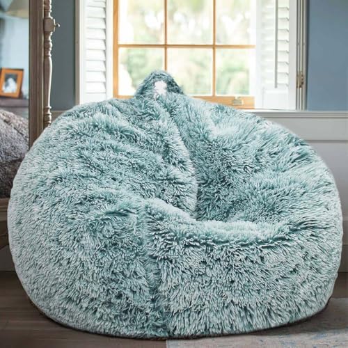 Fluffy Stuffed Animal Storage Bean Bag Chair Cover, Faux Fur Comfy Bean Bag by Unknown