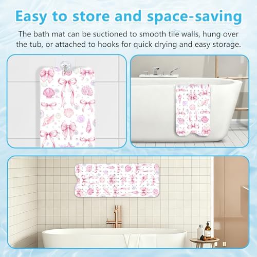 Bath Mat for Tub Non Slip, Cute Bow Bathtub Mats for Girls Non Slip Shower Mat - Image 5