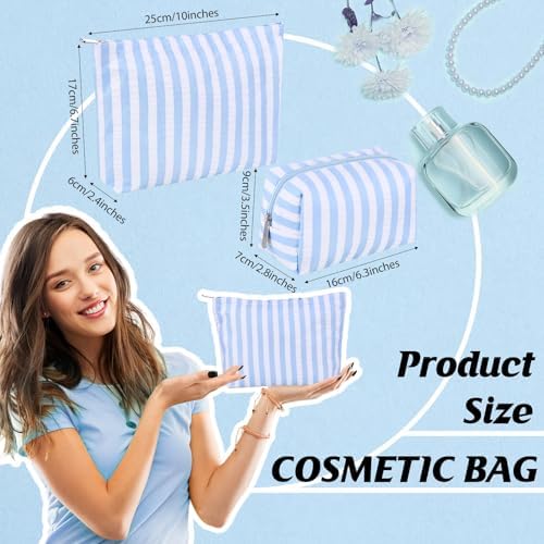 Huhumy 2 Pcs Makeup Bag Set for Women, Wide Stripe - Image 3