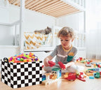 Rectangular Car Basket for Boys Checkered Basket Kids Baby Storage Bin - Image 4