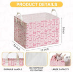 Pink Bow Foldable Storage Bins, Waterproof Toy and Clothes Organizer - Image 2