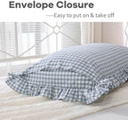 2 Pack Dust Blue Gingham Ruffle Standard Pillow Shams 20"x26" - Image 5
