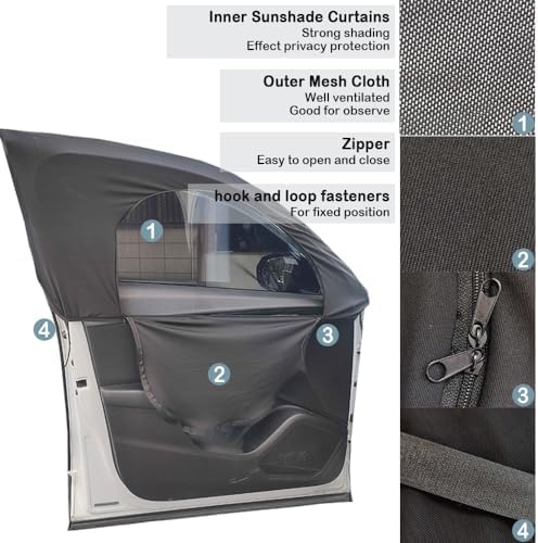 4PCS Car Window Shades with Zipper, Breathable Car Window Cover Baby Window - Image 6