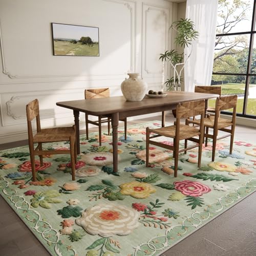 8x10 Area Rugs for Living Room: Washable Bedroom Rug Non Slip Low Pile Soft - Image 2