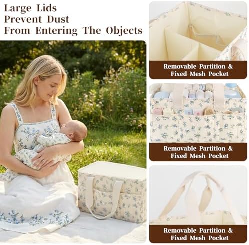 Floral Baby Diaper Caddy Organizer - Image 7