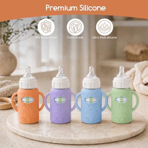 4 Pack Silicone Sleeves for Dr. Brown's Glass Baby Bottles, Anti Breakage Baby - Image 6