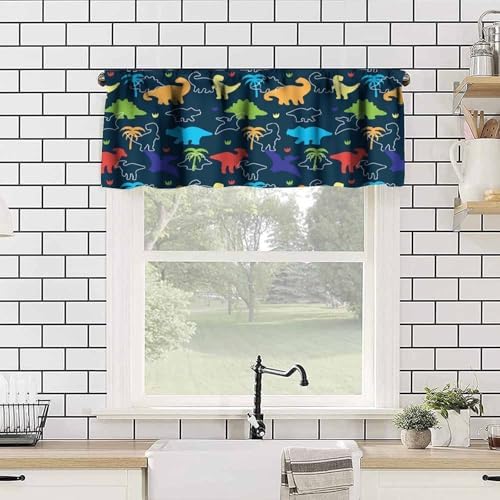 Boys Dinosaur Valance Curtains, Cartoon Dino Blackout Kids Window Treatments - Image 5