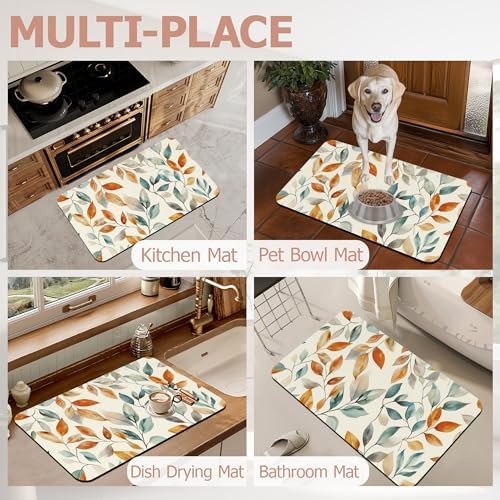 Autumn Leaves Bath Mat, Fall Colorful Diatomaceous Earth Bath Mat, Rubber - Image 7