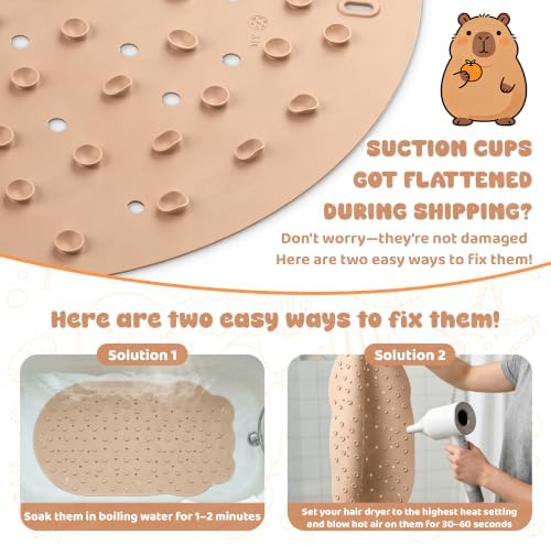 Baby Bath Mat for Kids Toddler 30"x18" Non Slip Bathtub Mat Brown - Image 4