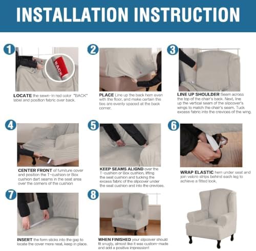 H.VERSAILTEX Wingback Chair Covers Velvet Plush Wing Chair Slipcover 1 Piece - Image 5