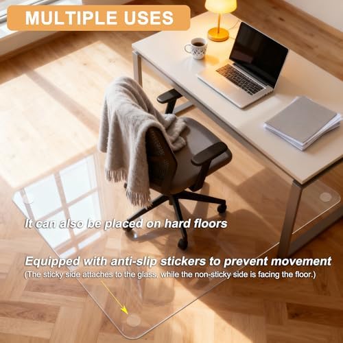 Azadx Tempered Glass Chair Mat for Carpet 36" x 48" Heavy Duty Chair Mat - Image 2