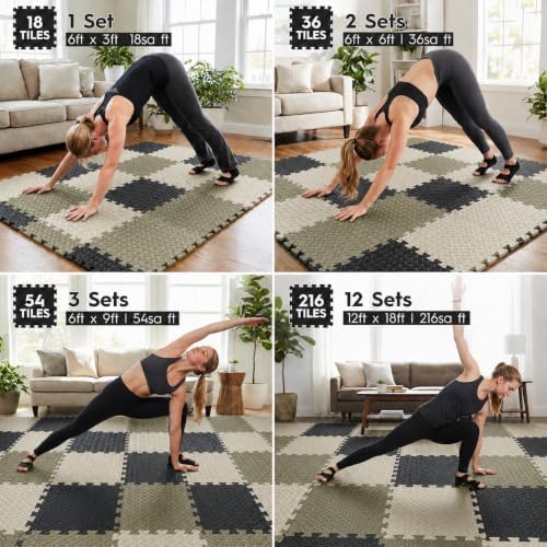 18 Pcs EVA Foam Floor Tiles, Puzzle Exercise Mat Set - Image 3