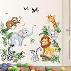 decalmile Jungle Animals Safari Elephant Lion Giraffe Wall Decals Stickers by decalmile
