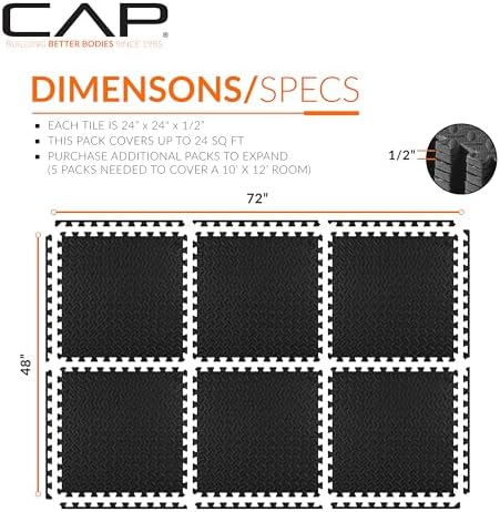 CAP Puzzle Exercise Mats | 1/2” Thick EVA Interlocking Foam Tiles - Image 4