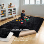5x8 Thick Black Fluffy Shag Rug - Image 4