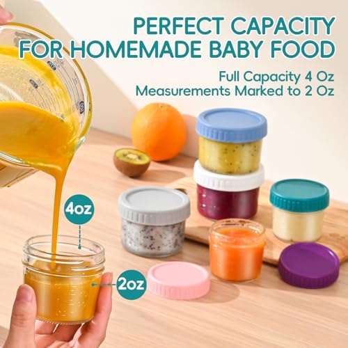 Dehov 6-Set 4&8 OZ Glass Baby Food Storage Containers, Baby Food Jars - Image 3