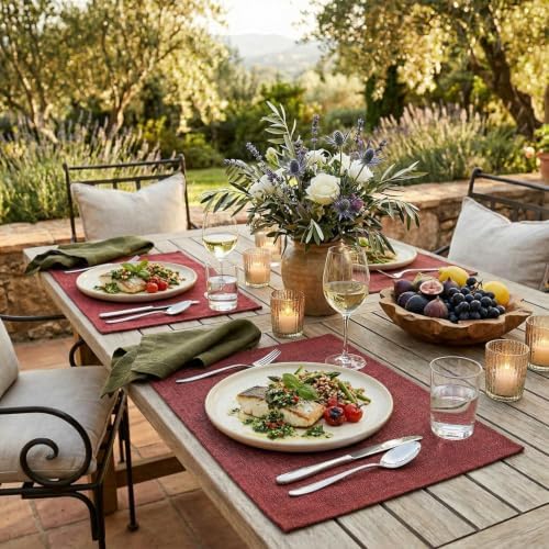Artoid Mode Dark Red Placemats Set of 6, 12x18 Inch Christmas Valentine's Day - Image 4