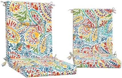DYTXIII Outdoor High Back Chair Cushions Set of 2, 44x20 in Water Repellent by DYTXIII