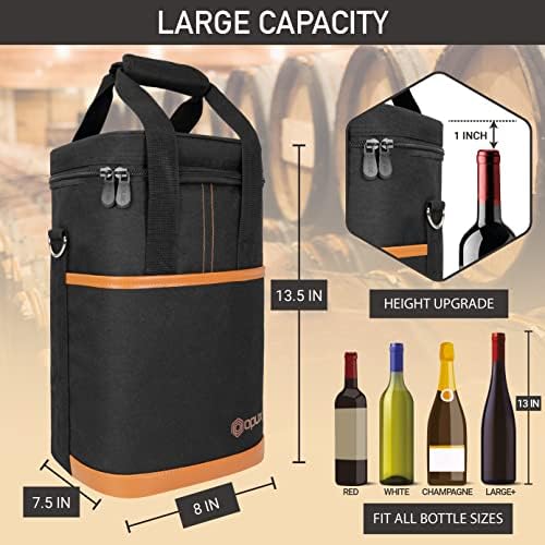 opux Insulated Wine Cooler Bag, Leakproof 4 Bottle Wine Tote Carrier - Image 3