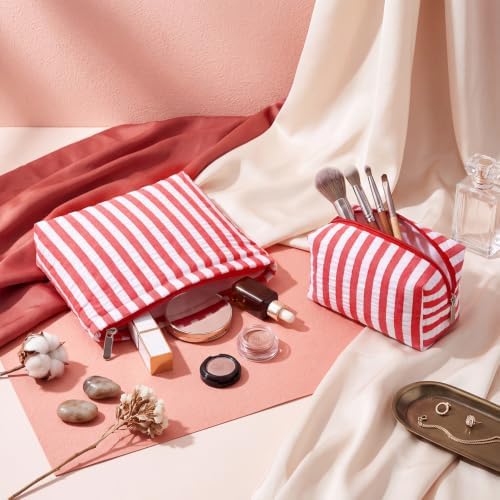 Huhumy 2 Pcs Makeup Bag Set for Women, Wide Stripe - Image 2