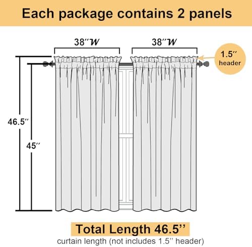 Lecloud Leia 2 Panels Semi Sage Green Sheer Curtains 45 Inch Length, Light - Image 3