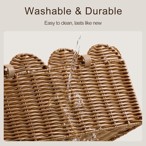 HBlife Baby Diaper Caddy Organizer, Portable Scalloped Plastic Wicker Woven - Image 7