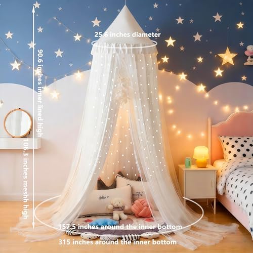 Princess Bed Canopy for Girls, Double Layer Canopy Fits Twin/Full Bed - Image 4
