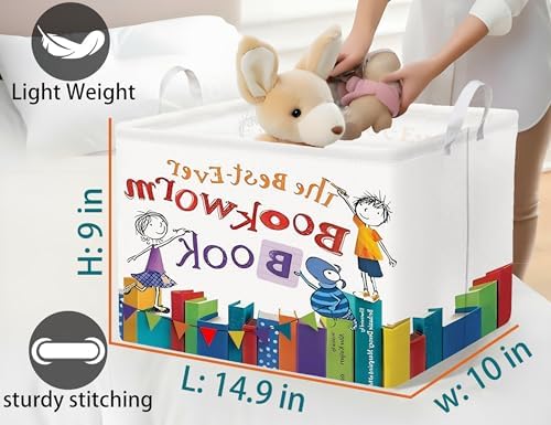 Large Kids Book Storage Bin Collapsible Nursery Toy Basket Canvas Teacher Crate - Image 2