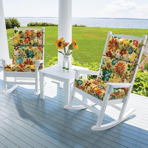 DYTXIII Outdoor High Back Chair Cushions Set of 2, Water Repellent Tufted - Image 2