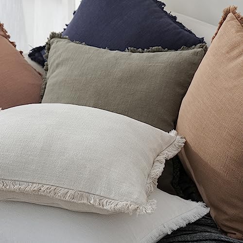 Foindtower Decorative Linen Fringe Throw Pillow Covers 20×20 Inch - Image 6