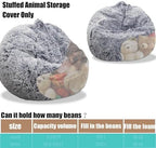 Fluffy Stuffed Animal Storage Bean Bag Chair Cover, Faux Fur Comfy Bean Bag - Image 3