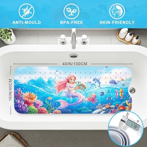 Bath Mat for Tub Non Slip Kids Bathtub Mat 40x16 Baby Bath Mat - Image 2