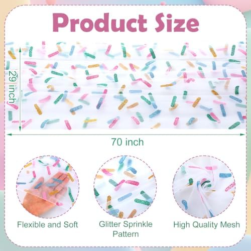 4 Pcs Sprinkles Table Runner 29x70 Inch White Tulle Ice Cream - Image 2